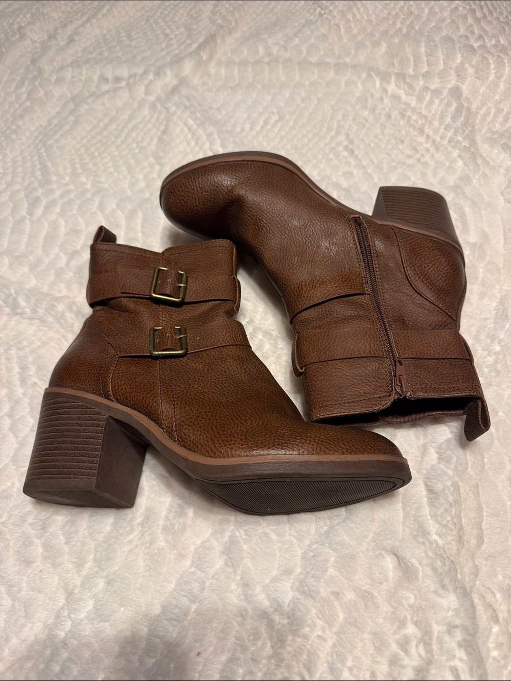 Maurices Brown Double-Buckle Ankle Boots